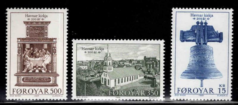 FAROE ISLANDS Scott 186-188 MNH** 1989 Church set