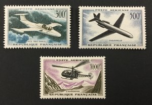 FRANCE, C34-C36, 1957-9, 300fr, 500fr, 1000fr., FVF, OG, MVLH. CV $71.00. (BJS).