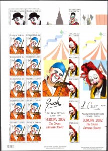 Gibraltar 2002 Europa CEPT Circus Clowns 4 Sheets MNH**