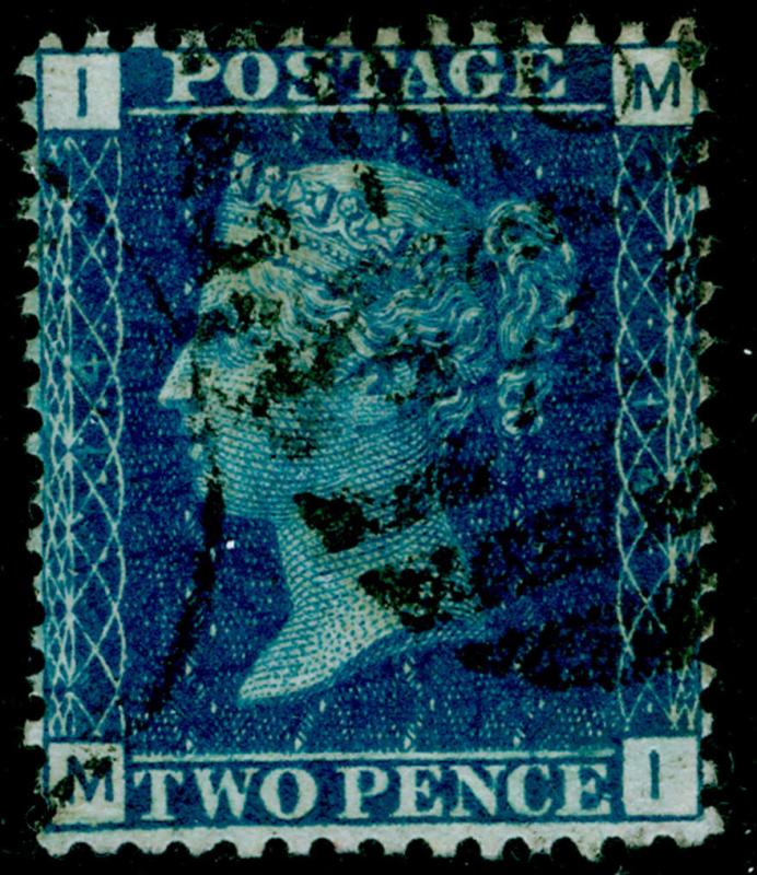 SG47, 2d dp blue PLATE 14, USED. Cat £38. MI