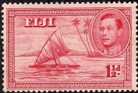 Fiji 119 - Mint-H - 1.5p Empty Outrigger Canoe (1938) (cv $16.30)