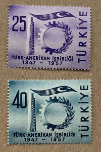 Turkey 1957 Turkish-American relations, MNH. SEE NOTE. Scott 1246-1247, CV $0.80