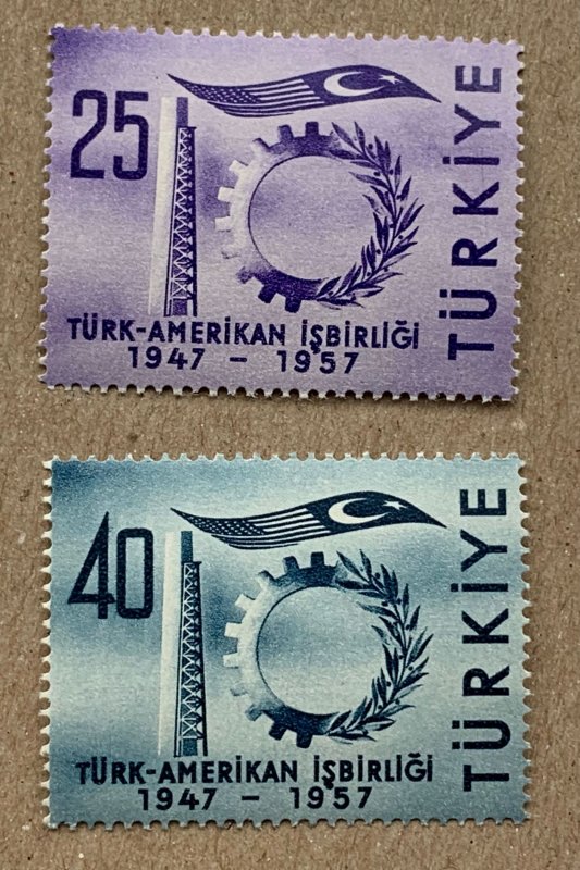 Turkey 1957 Turkish-American relations, MNH. SEE NOTE. Scott 1246-1247, CV $0.80