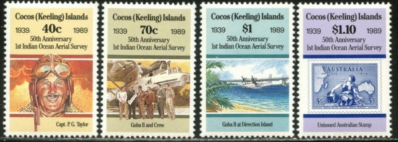 COCOS IS. Sc#203-206 1989 Aerial Survey Anniversary Complete Set OG Mint NH