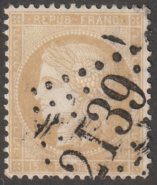 France, stamp, Scott#56, used, hinged, 15P,   yellow, #QF-56