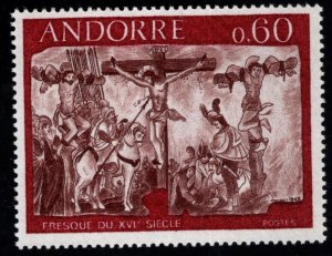 (French) Andorra Scott 187 MNH** Frescoe Religious Art  Stamp