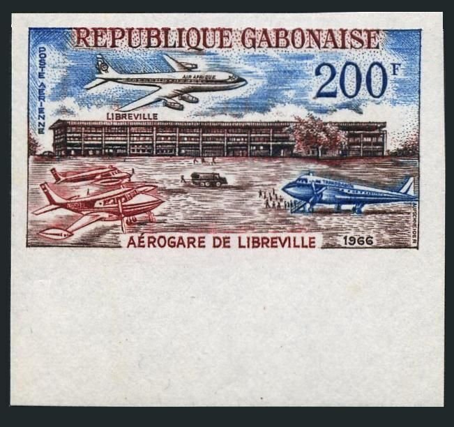 Gabon C49 imperf,MNH.Mi 258B. Inauguration of Libreville Airport,1966.Planes.