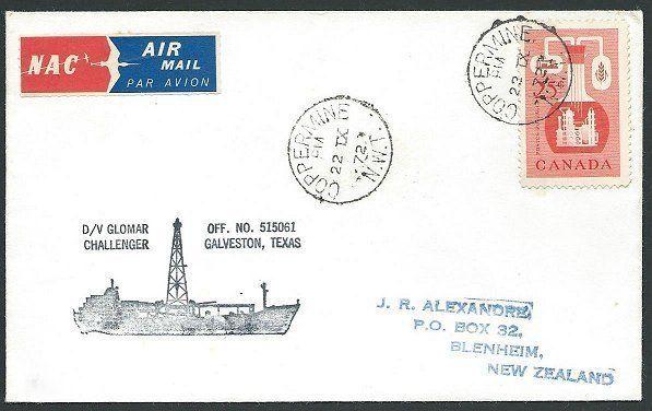 CANADA 1972 ship cover D/V Glomar, COPPERMINE / N.W.T. cds.................42423