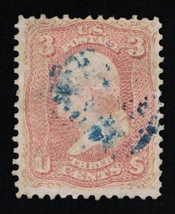 AFFORDABLE GENUINE SCOTT #65 USED 1861 ROSE NBNC BLUE TOWN CANCEL