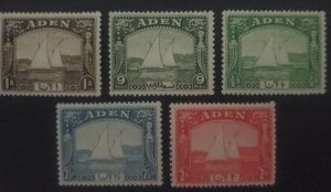 Aden 1-5, Dhow, great colors, Cat. value - $25.00