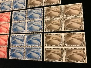 Reprints, Germany C38 to C45, MNH, Blocks of 4