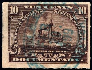 R168 10¢ Documentary Stamp (1898) Used/CDS