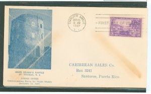 US 802 1937 3c Virgin Islands (Part Of The US Possessions Series) on a Pre-Printed, Addressed FDC with a Cachet by Caribbean Sal