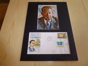 Dag Hammarskjold UN Art Postcard and 1962 USA FDC mount matte size A4