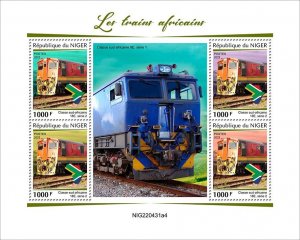 NIGER - 2022 - African Trains - Perf 4v Sheet - Mint Never Hinged