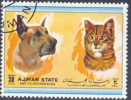 Dog & Cat, Ajman stamp Used