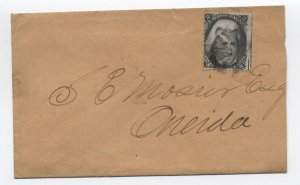 1860s #73 2 cent blackjack cover cork cancel addressed to Onedia NY [y8790]