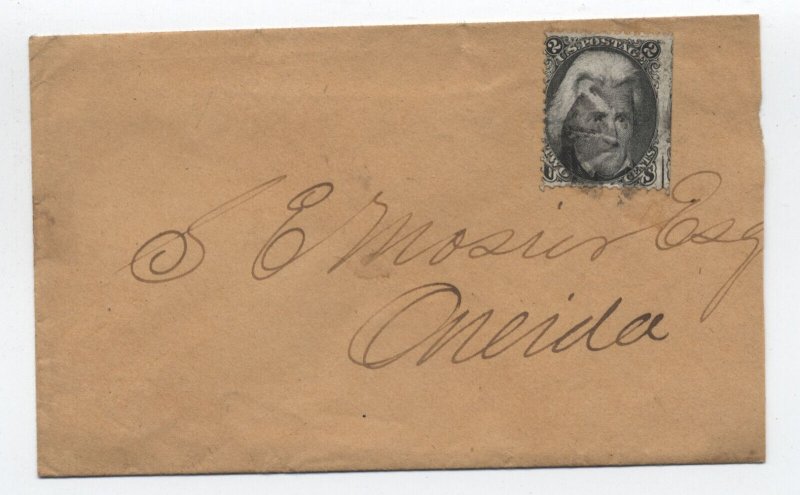 1860s #73 2 cent blackjack cover cork cancel addressed to Onedia NY [y8790]