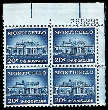 PCBstamps  US #1047 PB 80c(4x20c)Monticello, 26529, MNH, (PB-2)