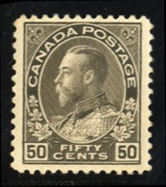 Canada #120 Cat$200, 1925 50c black brown, never hinged, faint toned spot on gum