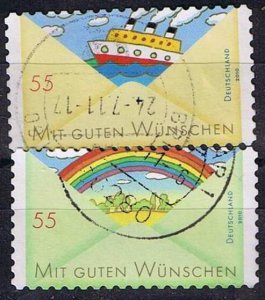 Germany 2011,Sc.#2605-6 used, Greetings: Ship/ Rainbow