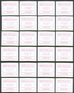 New Zealand MNH lot/24 1986 1c-24c FRAMA Labels