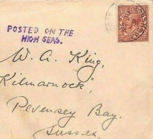 GB KGV PAQUEBOT Cover Superb Violet *POSTED ON THE/HIGH SEAS* 1931 BR126 