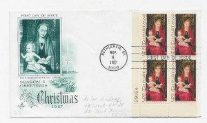 US 1336 (Me-4) 5c Christmas Madonna pl# blk 4 on FDC Artcraft Cachet ECV $12.50