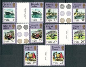 Tristan da Cunha #272 - 276 set of MNH gutter pairs