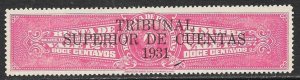 HONDURAS 1931 12c Renta de Timbre Revenue TRIBUNAL Ovpt R42 MNH Disturbed Gum