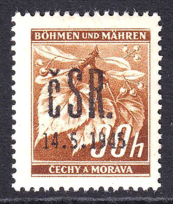 BOHEMIA & MORAVIA 24A FALKNOV 1945 OVERPRINT OG NH U/M F/VF #1