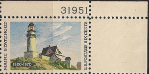 US 1391 Statehood Maine 6c plate single UR MNH 1970