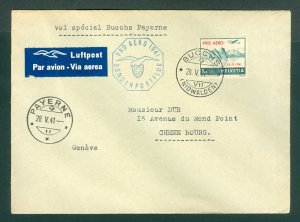 Switzerland. 1941. Air Mail Cover. Special Flight Buochs-Payerne. Sc.# C.35.Adr: