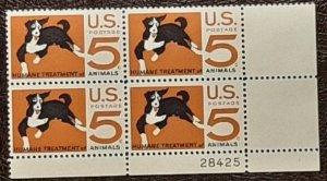 US Scott # 1307; MNH,og 5c Animals issue ,1966; plate blk of 4;VF Centering