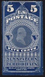 US#PR1 5c Dark Blue Washington Newspaper Stamp NGAI SCV $750