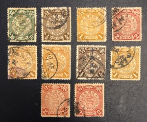 TangStamps: China (10) Coiling Dragon Used Mixed Condition Mostly Sound