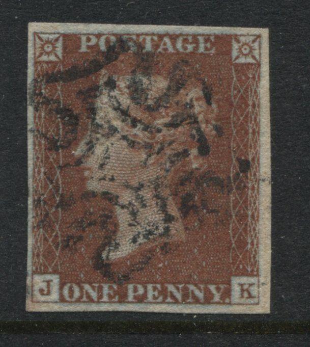 1841 1d JK Plate 37 showing the J Flaw, black MX, nice 4 margins