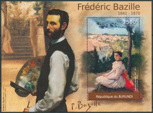 Burundi 2012 MNH Art Stamps Frederic Bazille Paintings 1v S/S