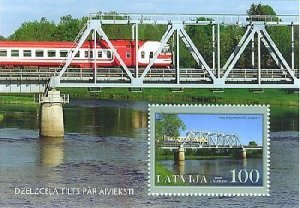 Latvia Lettland Lettonie 2007 Train on the bridge Railway block MNH