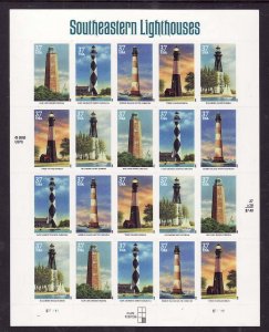 USA-Sc#3787-91- id12-unused NH sheet-Southeastern Lighthouses-2003-