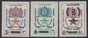 SAUDI ARABIA 1962 Sc 252-54 Mint NH  VF Malaria Eradication + Unofficial ovpt