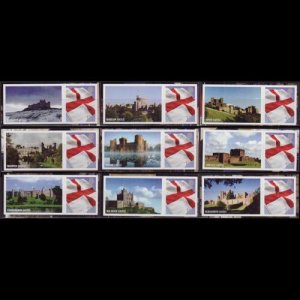 G.B.REGION-ENGLAND 2009 - Scott# 21 Flag w/Castle Labs Set of 9 NH