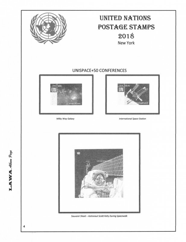 2018 UNITED NATIONS  ISSUES SUPPLEMENT – LAWA Album Pages