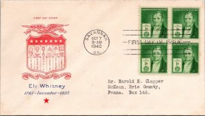 FDC 1940 SC #889 Ross Engraving Cachet - Savannah GA - Block Of 4 - F71437