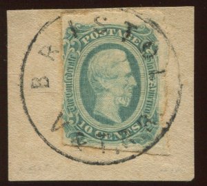 CSA 12 Used Stamp on Piece with SON Bristol V. & T. R.R. Cancel BX5183