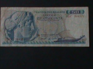 ​GREECE-KINGDOM-1964-BANK OF GREECE-$50 DRACHMAI-.CIR-60 YEARS OLD-WATER MARK