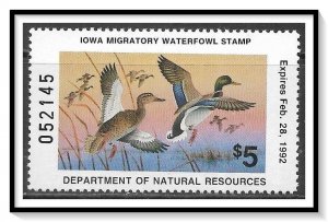 State Iowa #20 Duck Hunting Permit Unsigned