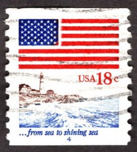 1981, US 18c, Flag and lighthouse, Used Sc 1891