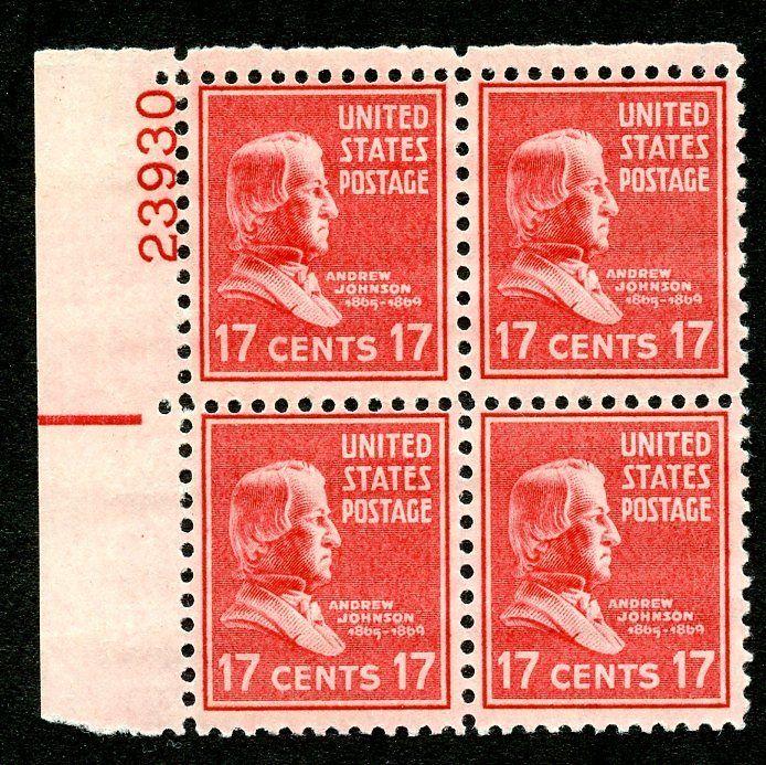 U.S. Scott 822 17-Cent Prexie/Prexy MNH Electric Eye Plate Block 