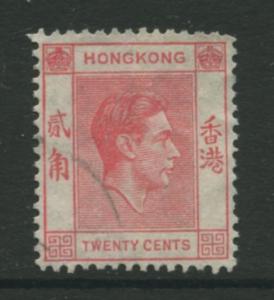 Hong Kong - Scott 159B - KGVI Definitive  -1938 - FU - Single 20c Stamp